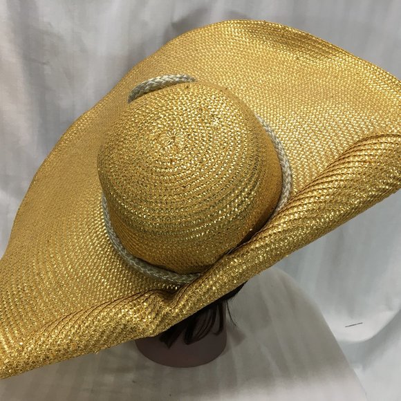 Gold Whitall & Shon Straw Hat w Silver Embellish main image 7
